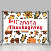 Aperturee - Harvest Fruits Canada Flag Thanksgiving Backdrop